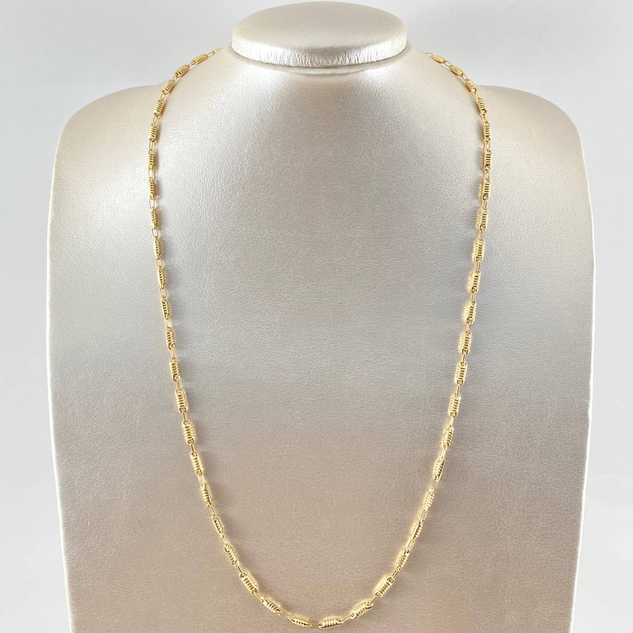 Rustic Barrel Striped Chain 7.4gr / 60cm / 18K Gold