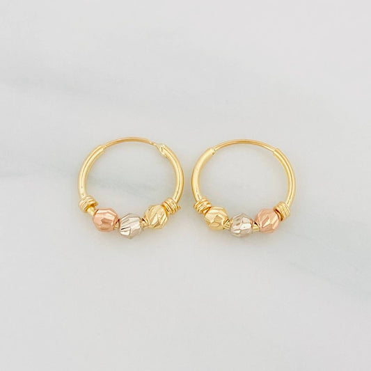 Candongas Trio 0.9g / 1/2 in Tres Oros 18K