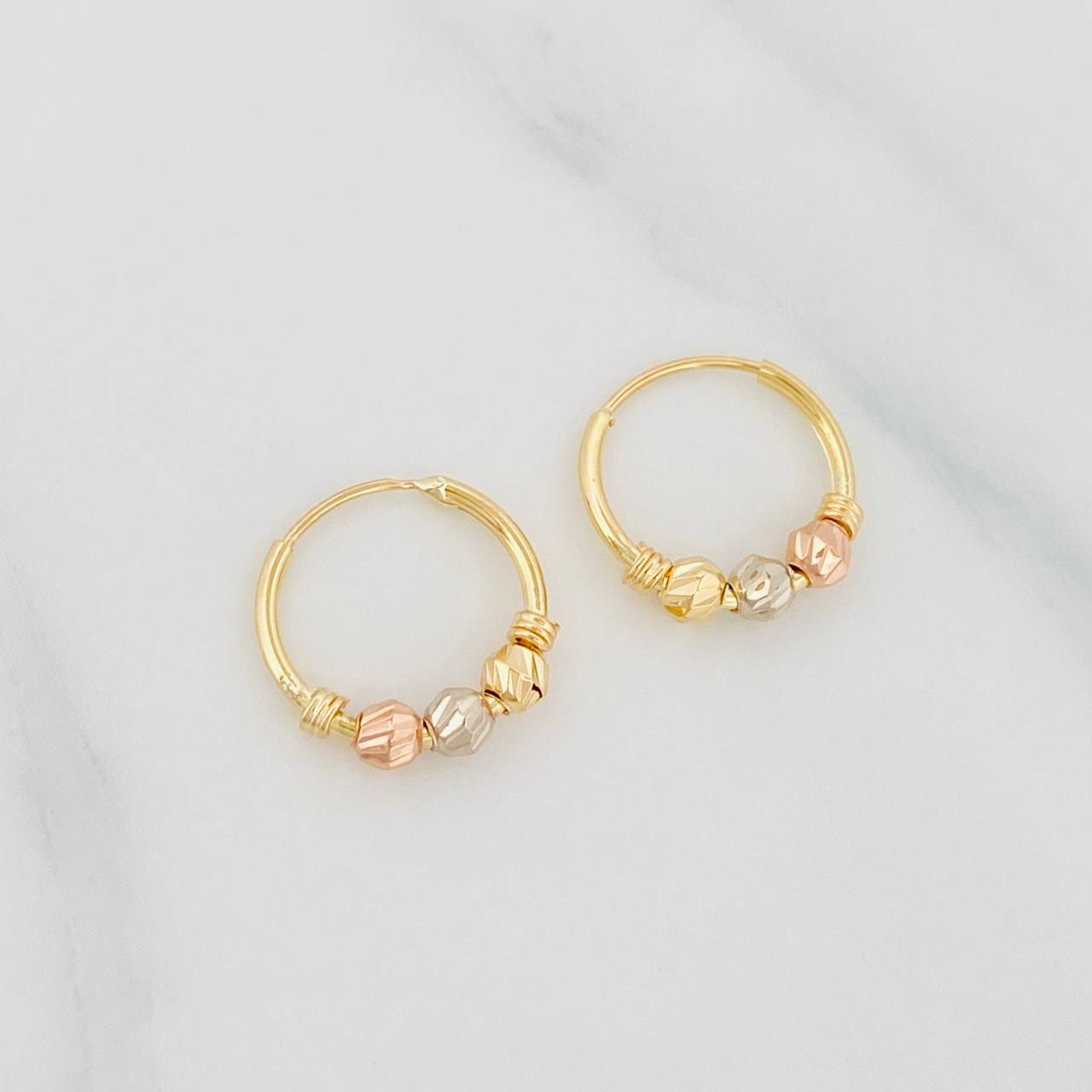 Candongas Trio 0.9g / 1/2 in Tres Oros 18K