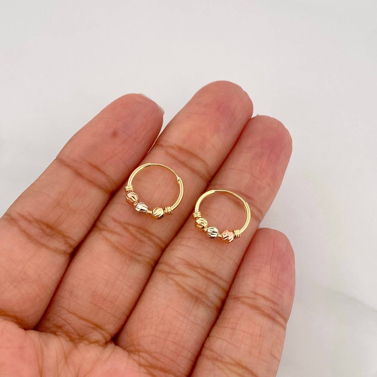 Candongas Trio 0.9g / 1/2 in Tres Oros 18K
