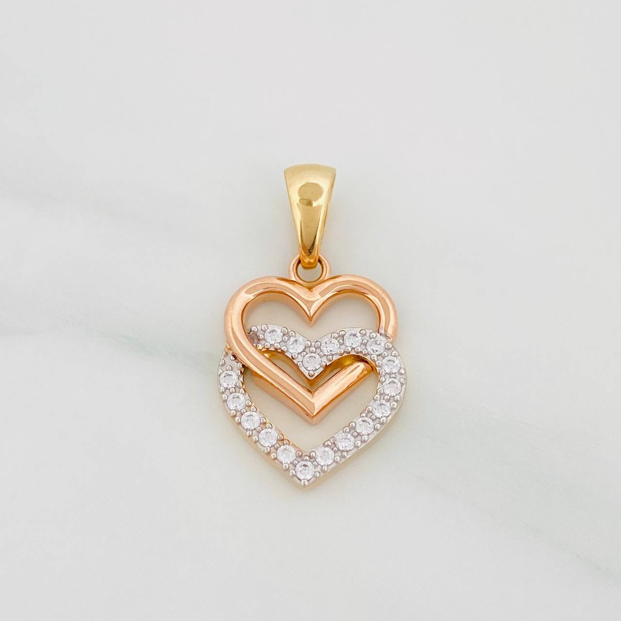 Pendant Hearts 2.45g / 1 in Three Golds 18K