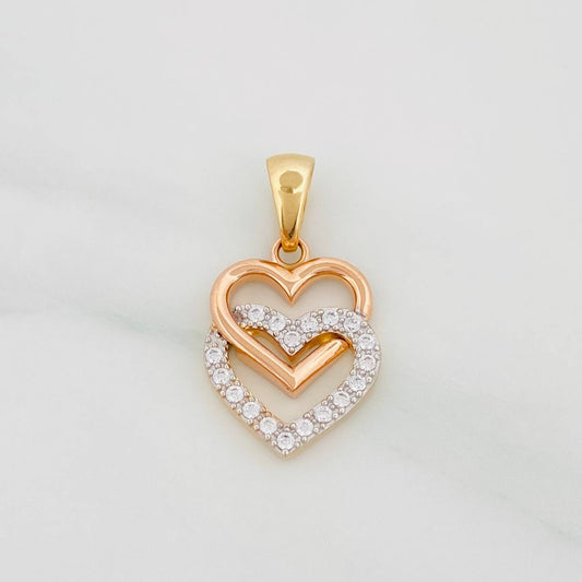 Pendant Hearts 2.45g / 1 in Three Golds 18K
