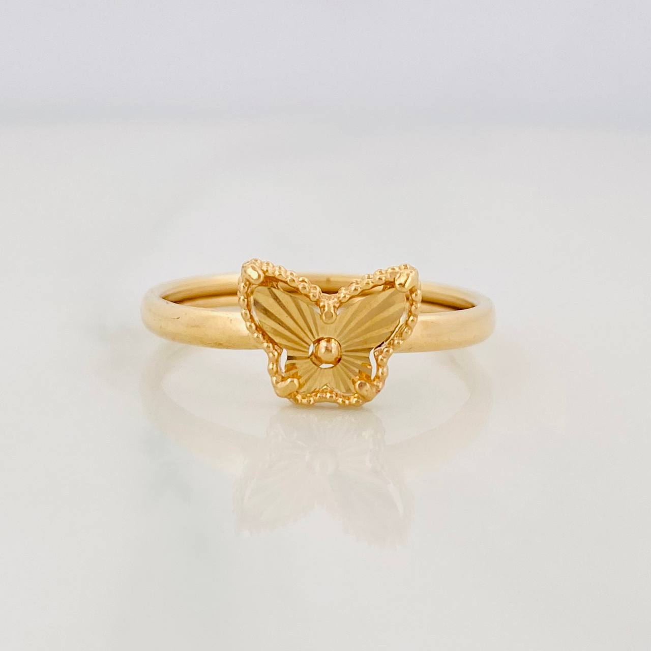 Diamond Cut Butterfly Ring 1.1g / T6 3/4 Yellow Gold 18K