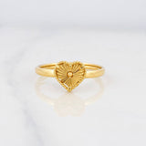 Anillo Corazón Diamantado 1.05g / T6 1/2 Oro Amarillo 18K