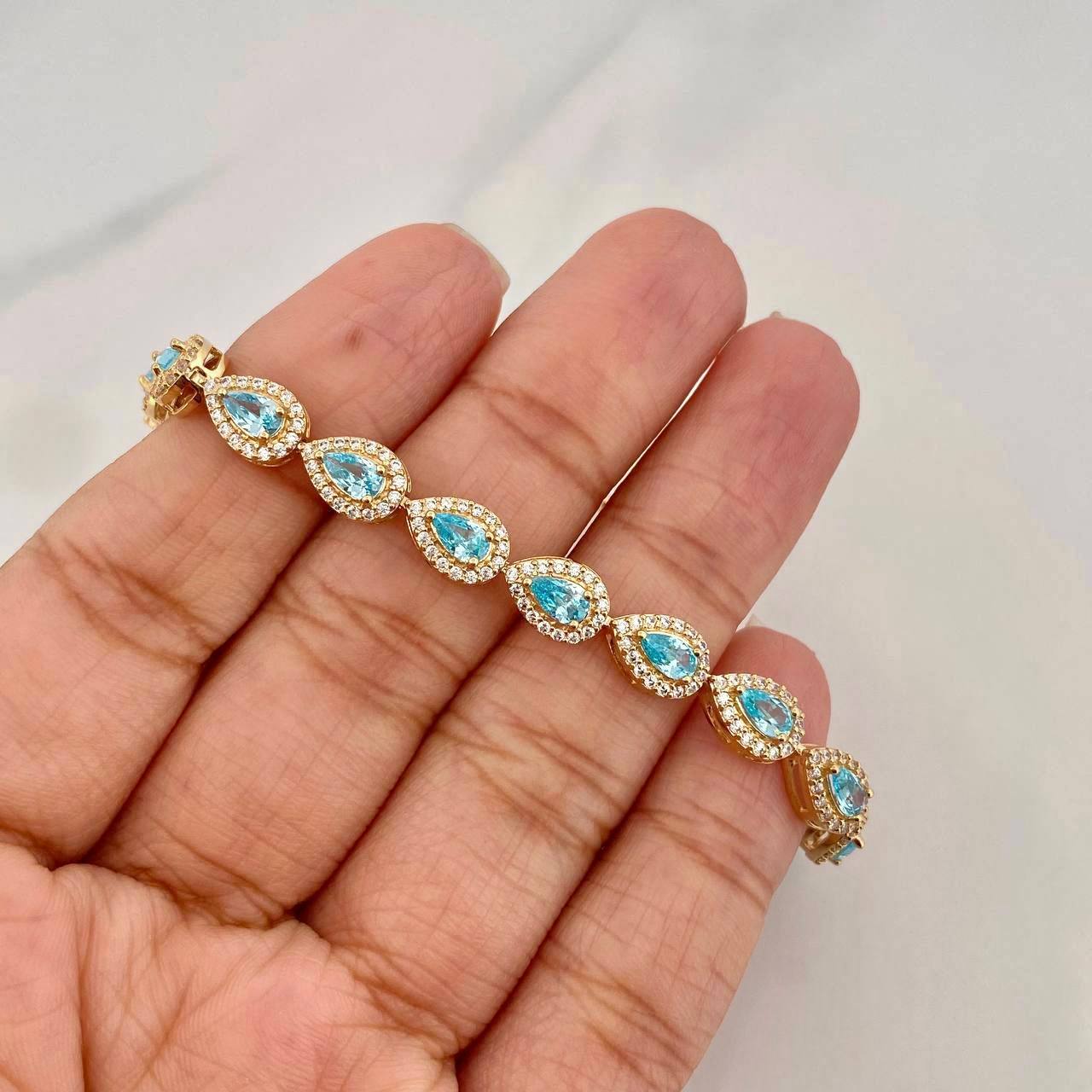 Pulso Halo Gotas 14.55g / 7 1/2 in / 6.24mm Oro Amarillo 18K