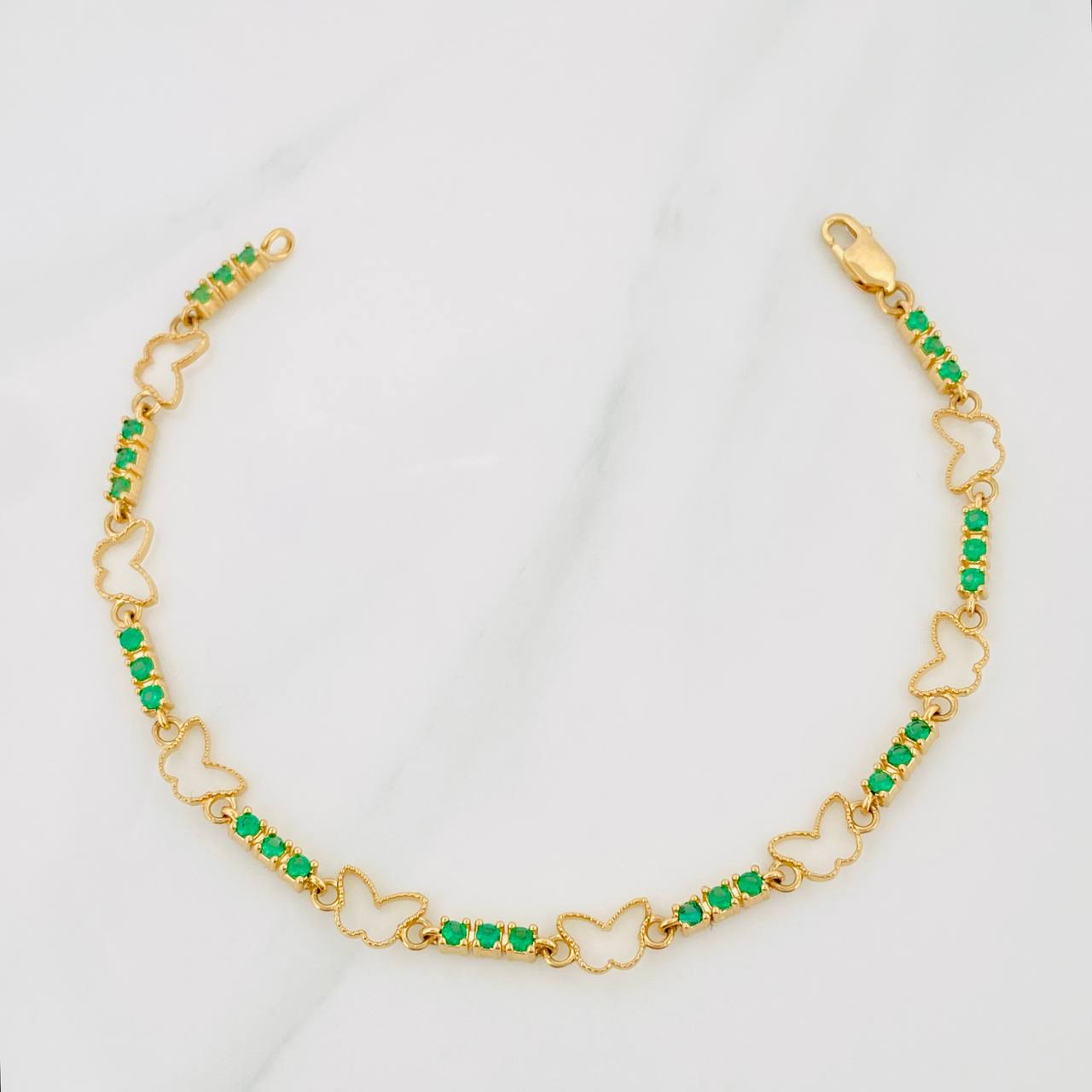 Pulso Tennis Mariposas 6.05g / 7 1/4 in / 2.54mm Oro Amarillo 18K