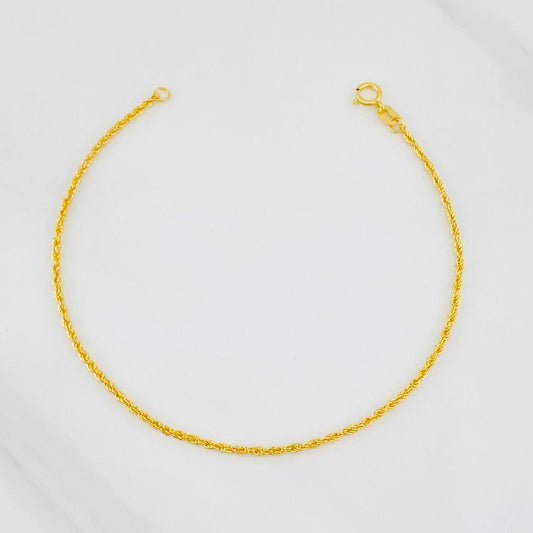 Rope Bracelet 0.6g / 7 1/2 in / 1.4mm 18K Yellow Gold