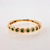 Anillo Ojos Exagonales Esmeraldas 19pts 1.7gr / T5 3/4 / Oro Amarillo 18K *