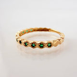 Anillo Ojos Exagonales Esmeraldas 19pts 1.7gr / T5 3/4 / Oro Amarillo 18K *