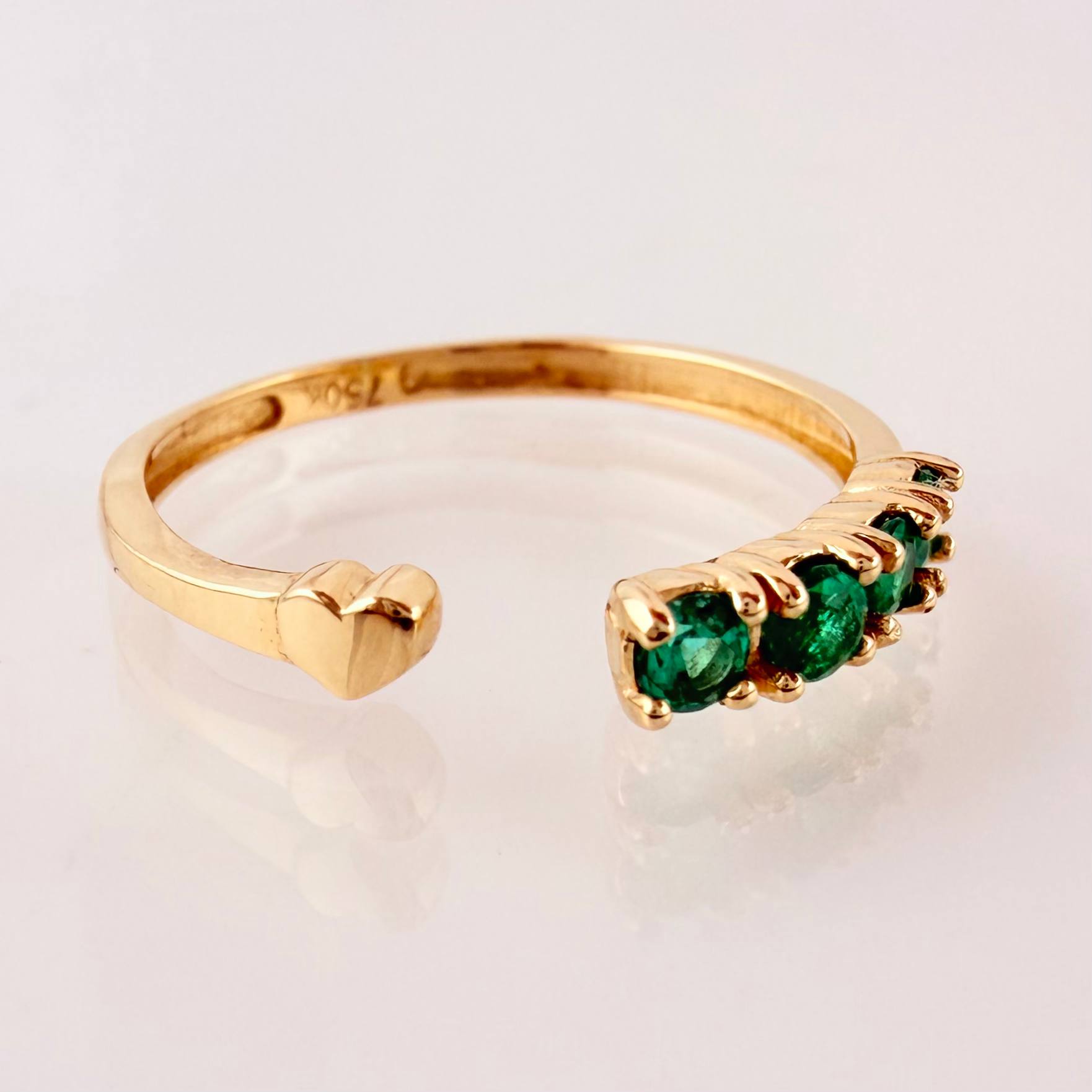 Anillo Abrazo Tretacorazon Esmeraldas 20pts 1.3gr / T6 / Oro Amarillo 18K *