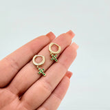 Candongas Cruz Colgante Esmeraldas 19pts 2.6gr / 3/4 in / Oro Amarillo 18K *