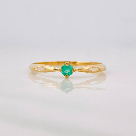 Anillo Solitario Esmeralda 8pts 1g / T7 Oro Amarillo 18K