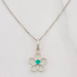 Venetian Chain Set + Flower Pendant Emerald 4pts / 1.45g / 18 in 18K White Gold