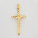 Pendant Cross Christ Flat Tips 1.2 g / 1 1/2 in 18K Yellow Gold