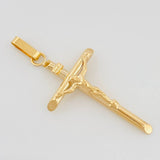 Pendant Cross Christ Flat Tips 1.2 g / 1 1/2 in 18K Yellow Gold