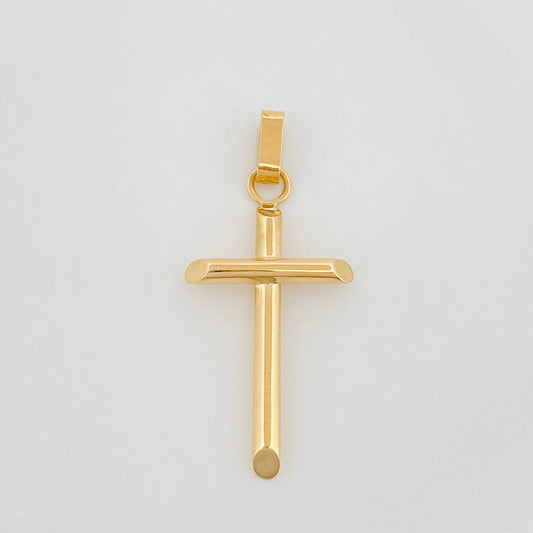 Dije Cruz Puntas Planas 0.9 g / 1 1/4 in Oro Amarillo 18K