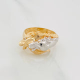 Crossed Horses Ring 6.85 g / Size 9 3/4 Two-Tone Yellow and White Gold 18K