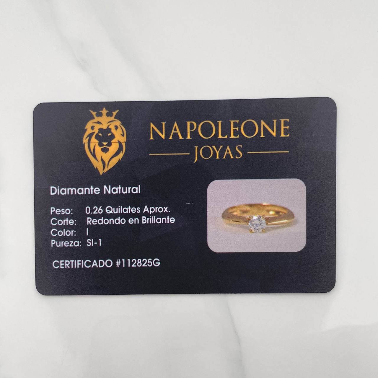 Anillo Solitario Diamantes 26Pts 2.55 g / T6 Oro Amarillo 18K