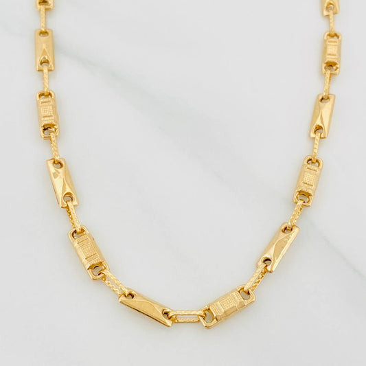 Cadena Rustica Barril Rombo 10.3 g / 24 1/4 in / 3.6 mm Oro Amarillo 18K