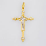 Dije Cruz Cristo 3.8g / 2 in Dos Oros Amarillo Blanco 18K