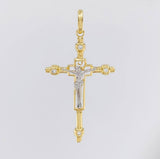 Dije Cruz Cristo 3.8g / 2 in Dos Oros Amarillo Blanco 18K