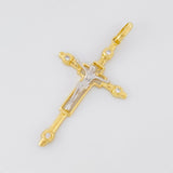 Dije Cruz Cristo 3.8g / 2 in Dos Oros Amarillo Blanco 18K