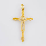 Dije Cruz Cristo 3.8g / 2 in Dos Oros Amarillo Blanco 18K