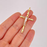 Dije Cruz Cristo 3.8g / 2 in Dos Oros Amarillo Blanco 18K