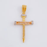 Dije Cruz Clavo 3.35g / 1 1/2 in Tres Oros 18K