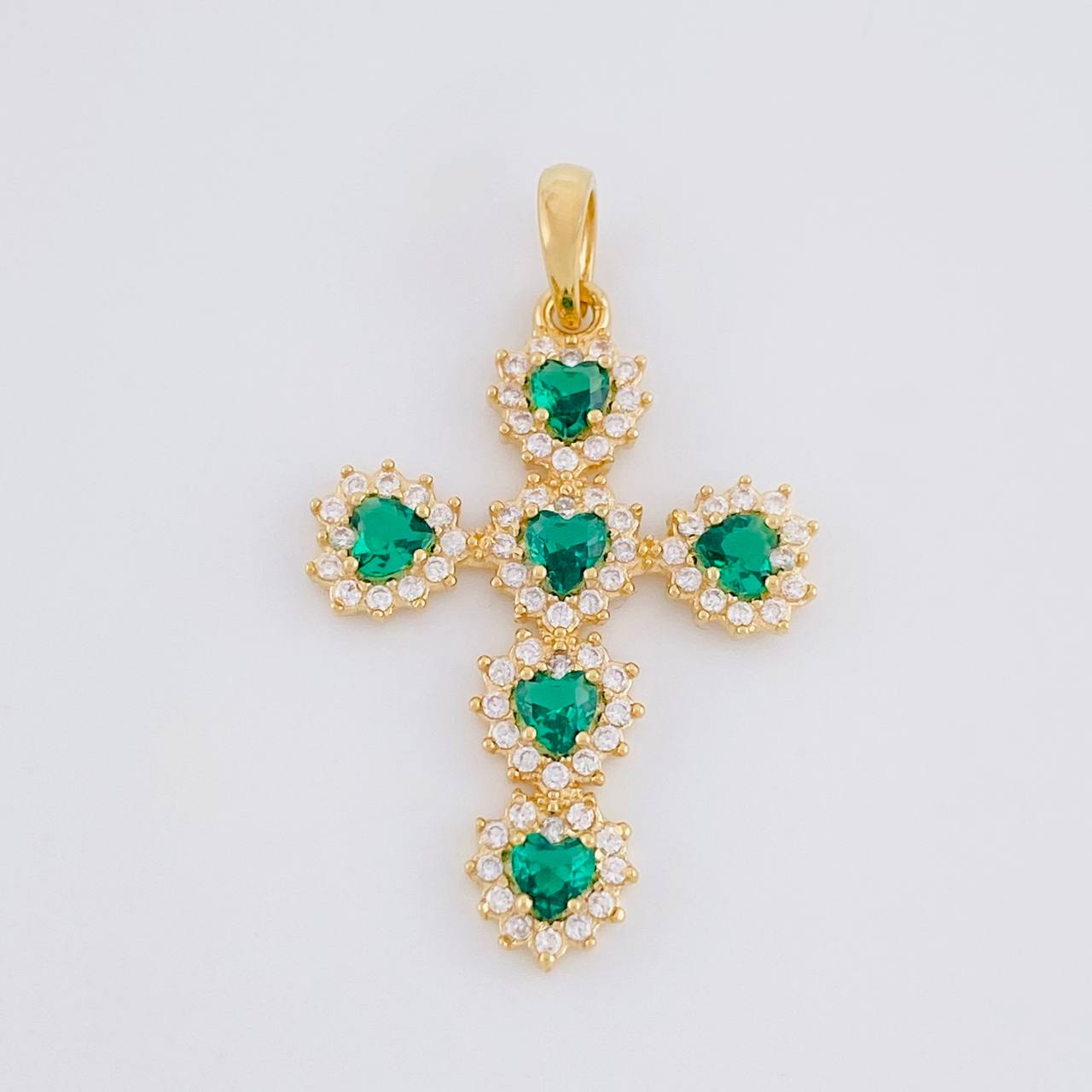 Dije Cruz Corazones Tupida 2.1g / 1 1/4 in Oro Amarillo 18K