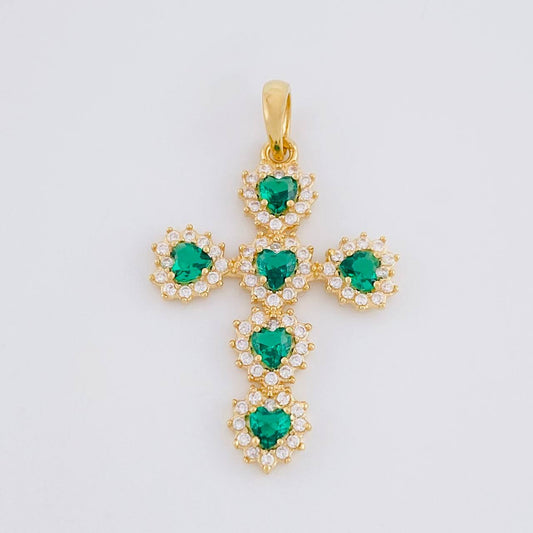 Pendant Dense Hearts Cross 2.2g / 1 1/4 in Yellow Gold 18K