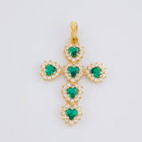 Dije Cruz Corazones Tupida 2.1g / 1 1/4 in Oro Amarillo 18K
