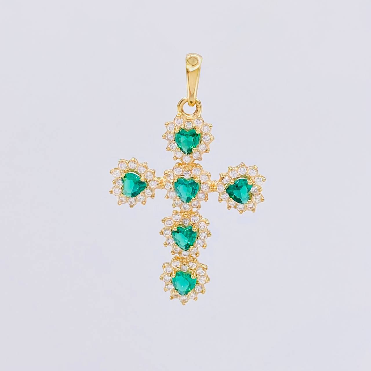 Dije Cruz Corazones Tupida 2.1g / 1 1/4 in Oro Amarillo 18K