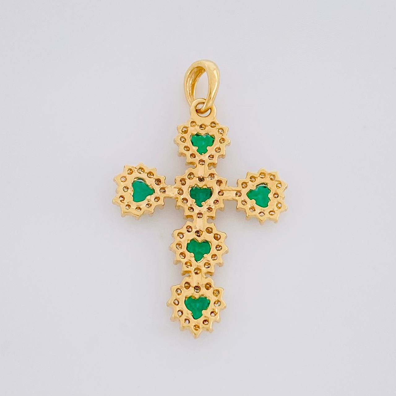Pendant Dense Hearts Cross 2.2g / 1 1/4 in Yellow Gold 18K