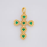 Dije Cruz Corazones Tupida 2.1g / 1 1/4 in Oro Amarillo 18K