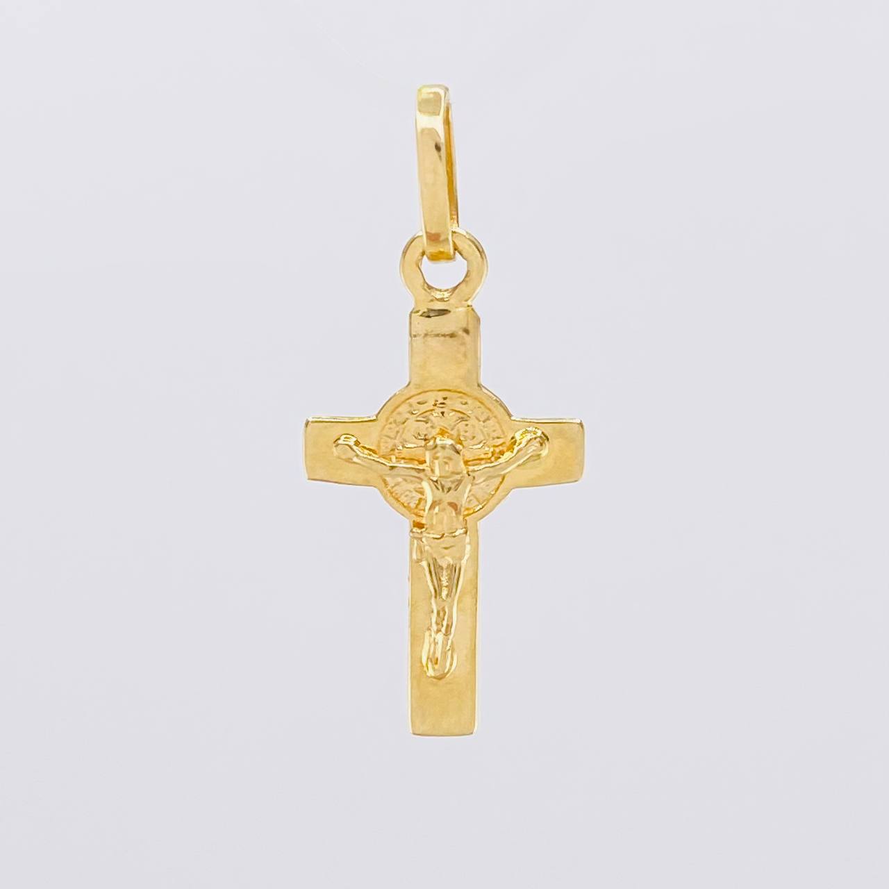 Dije Cruz Cristo San Benito 1g / 1 in Oro Amarillo 18K