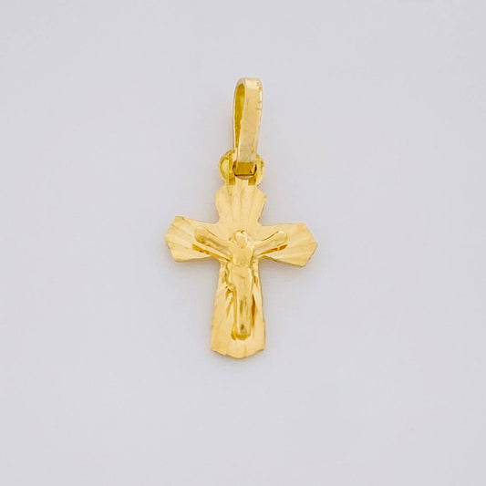 Dije Cruz Cristo Puntas Curvas 0.4g / 3/4 in Oro Amarillo 18K