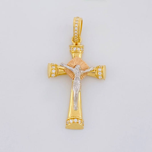 Pendant Christ Cross 3.9g / 1 1/2 in Three Golds 18K