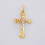 Pendant Christ Cross 3.9g / 1 1/2 in Three Golds 18K