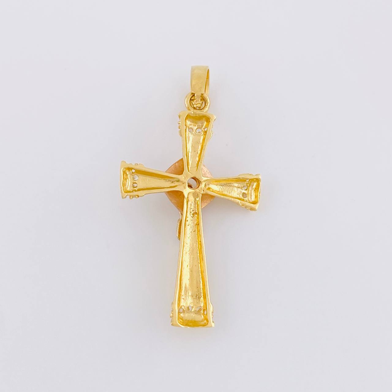 Pendant Christ Cross 3.9g / 1 1/2 in Three Golds 18K