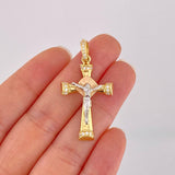 Pendant Christ Cross 3.9g / 1 1/2 in Three Golds 18K