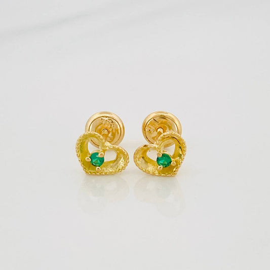 Stud Earrings Heart Bordered 1 g / in / 3.5 mm Yellow Gold 18K