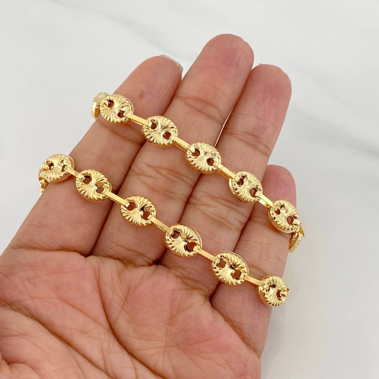 Rustic Anklet GC 10.85g / 10 1/4 in / 8.1mm Yellow Gold 18K