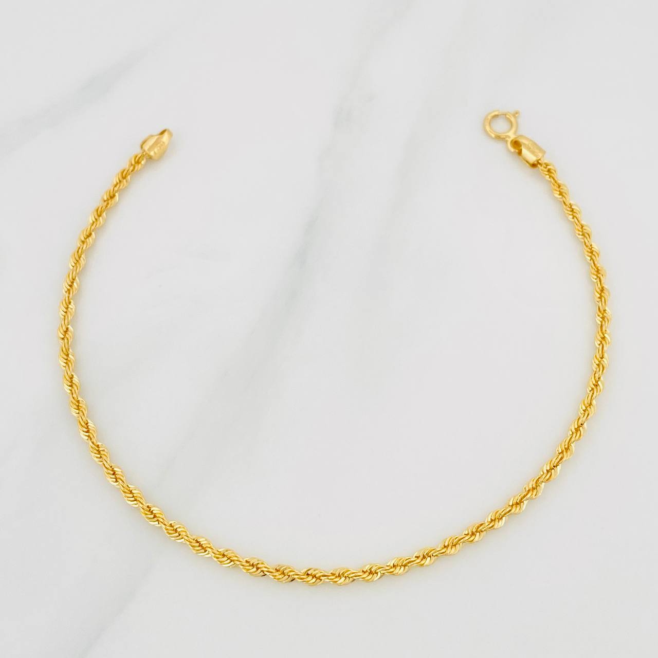 Rope Bracelet 1.3g / 7 in / 2.1mm 18K Yellow Gold