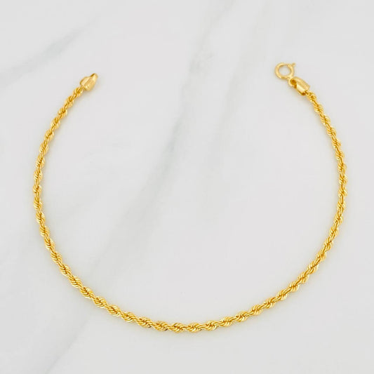 Rope Bracelet 1.3g / 7 in / 2.1mm 18K Yellow Gold