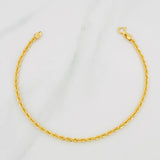 Rope Bracelet 1.3g / 7 in / 2.1mm 18K Yellow Gold