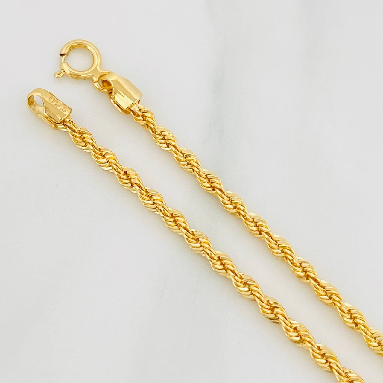 Rope Bracelet 1.3g / 7 in / 2.1mm 18K Yellow Gold