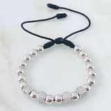 Black Fire Bead Cubicular Bracelet 7.8gr / 18K White Gold