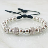 Black Fire Bead Cubicular Bracelet 7.8gr / 18K White Gold