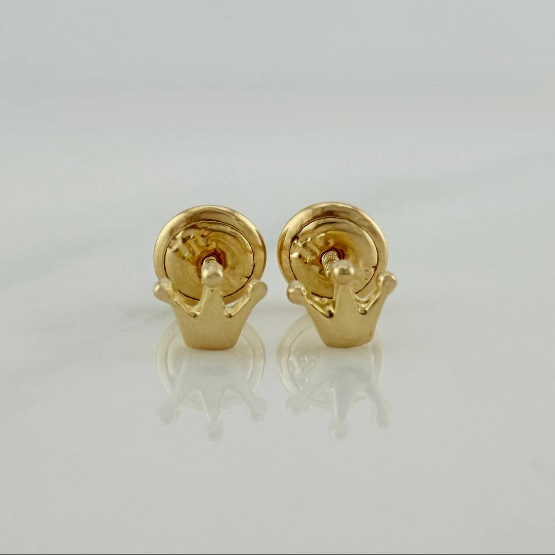 Stud Earrings Crown 0.65g / 4.33mm 18K Yellow Gold &